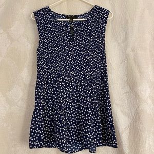 Melissa Paige Navy And White Polka Dots Top Size L